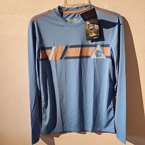 Gerry Shirt Mens Small S Performance Long Sleeve Crew Neck Blue Fishing Log UPF